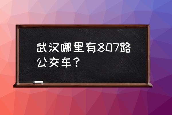 807路公交车路线 武汉哪里有807路公交车？