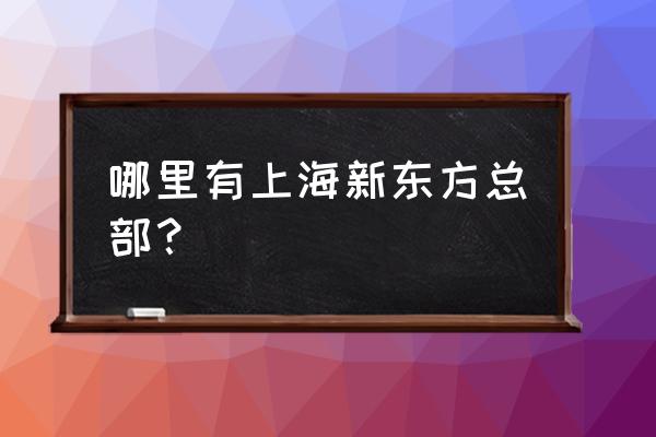 上海新东方在哪个区 哪里有上海新东方总部？