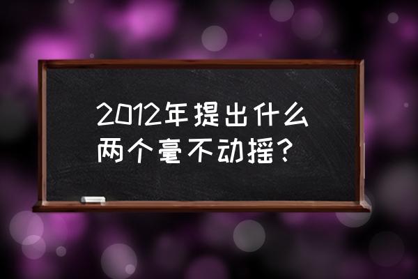 两个毫不动摇是指哪两个 2012年提出什么两个毫不动摇？