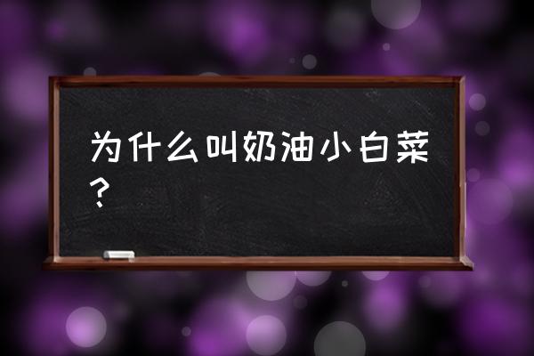 奶油白菜又叫什么 为什么叫奶油小白菜？