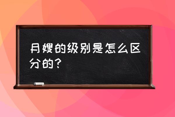 金牌月嫂和普通月嫂 月嫂的级别是怎么区分的？