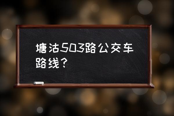 503公交车路线查询 塘沽503路公交车路线？