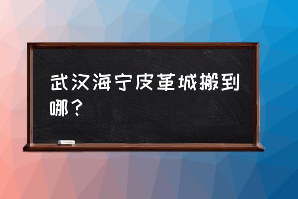 海宁皮革在哪 武汉海宁皮革城搬到哪？