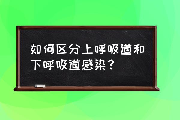 下呼吸道感染诊断标准 如何区分上呼吸道和下呼吸道感染？