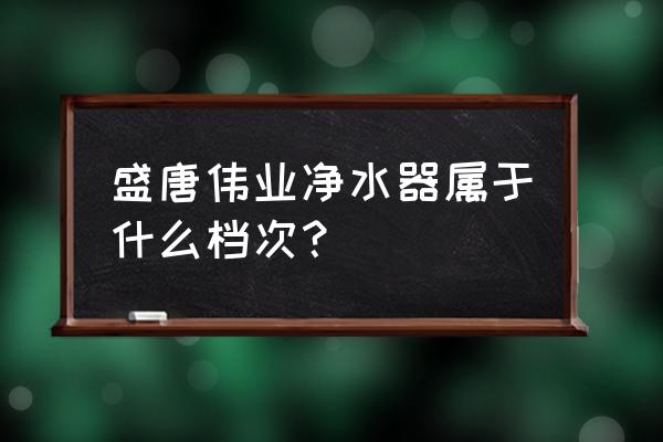 正规净水器加盟品牌哪个好 盛唐伟业净水器属于什么档次？