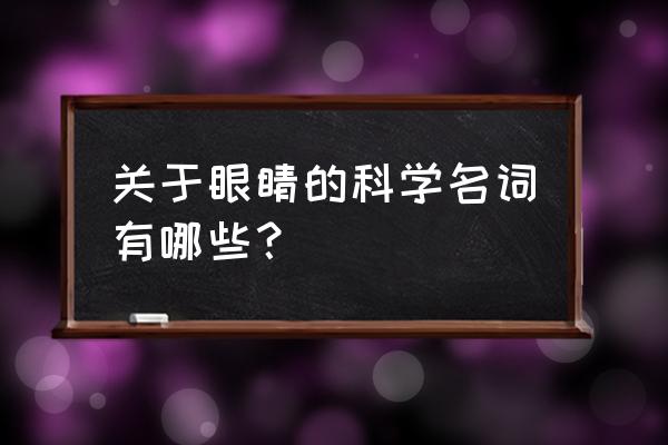 儿童眼病主要包括哪些 关于眼睛的科学名词有哪些？