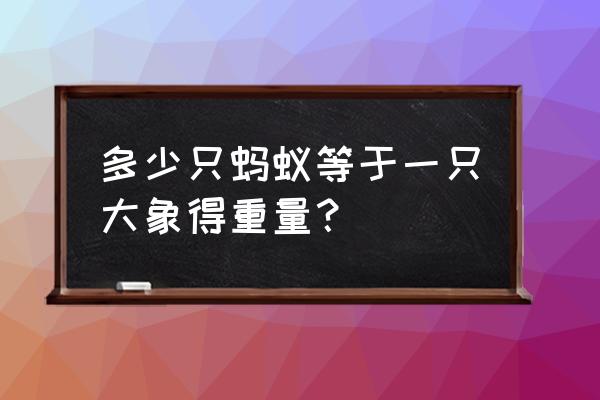 大象的反义词为什么是蚂蚁 多少只蚂蚁等于一只大象得重量？