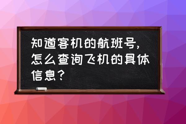 今日航班动态查询实时 知道客机的航班号,怎么查询飞机的具体信息？