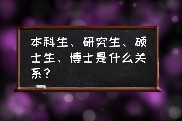 反科学研究部 本科生、研究生、硕士生、博士是什么关系？