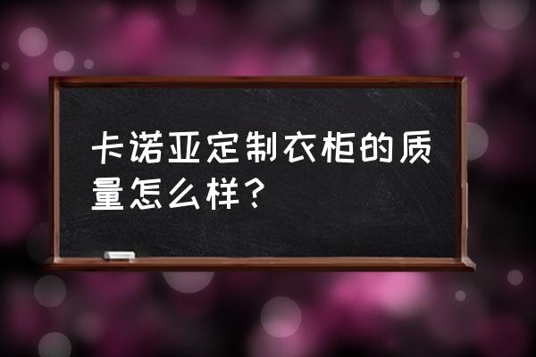 卡诺亚中国定制一年营收多少 卡诺亚定制衣柜的质量怎么样？