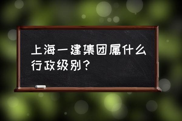 杭州世贸中心智慧之门 上海一建集团属什么行政级别？