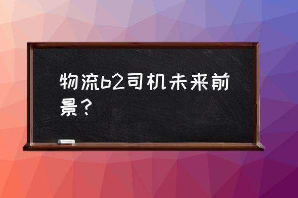 b2司机一个月挣多少钱 物流b2司机未来前景？