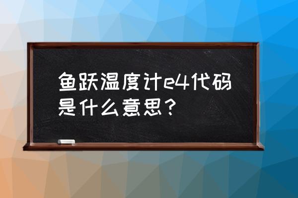 鱼跃体温计厂家联系方式 鱼跃温度计e4代码是什么意思？