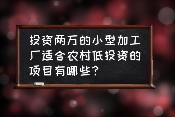 小型加工致富项目 投资两万的小型加工厂适合农村低投资的项目有哪些？