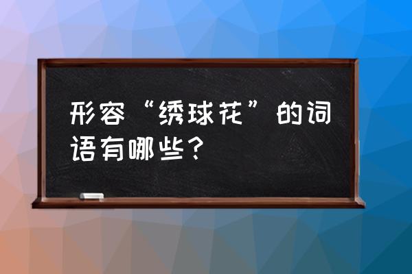 描写花的好词 形容“绣球花”的词语有哪些？