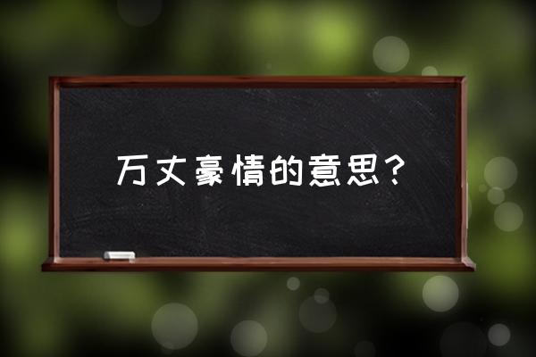 万丈豪情 万丈豪情的意思？