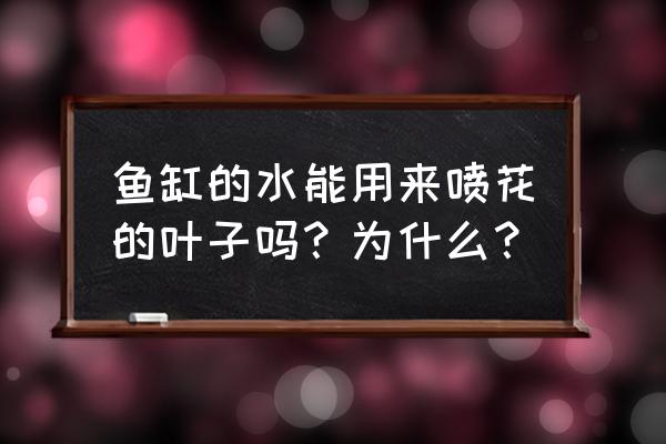 鱼缸水浇花还需要施肥吗 鱼缸的水能用来喷花的叶子吗？为什么？