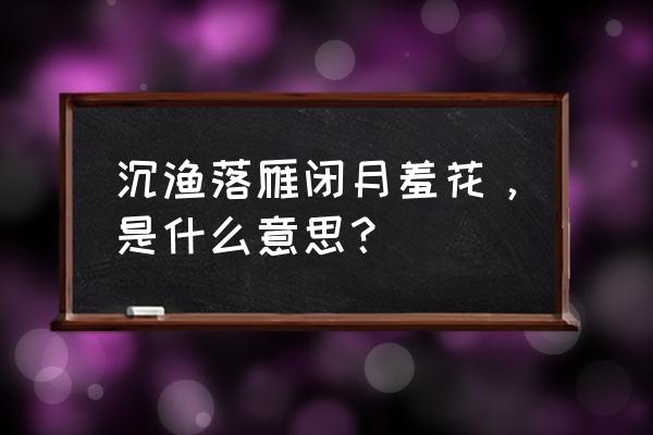 闭月羞花之貌沉鱼落雁之容下一句 沉渔落雁闭月羞花，是什么意思？