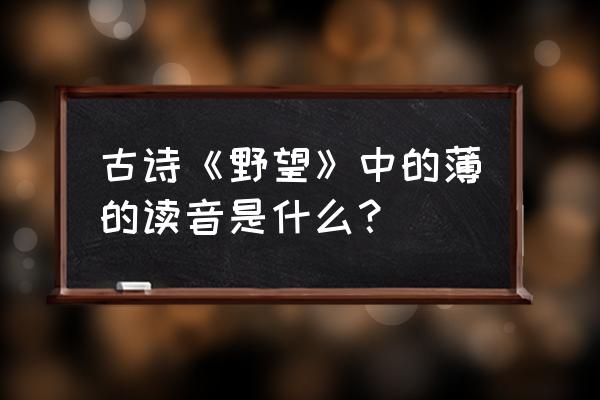 贵妇的拼音怎么拼 古诗《野望》中的薄的读音是什么？